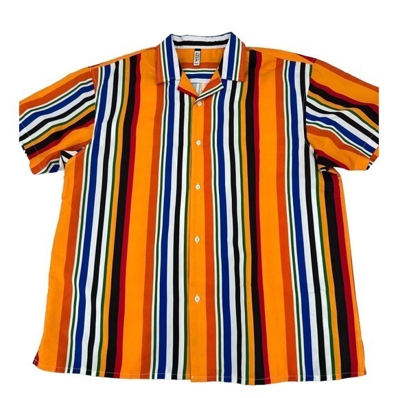 Weiv Of Los Angeles Brilliant Colored Stripe Short Sleeve Button Shirt Mens 2XL - Picture 3 of 12